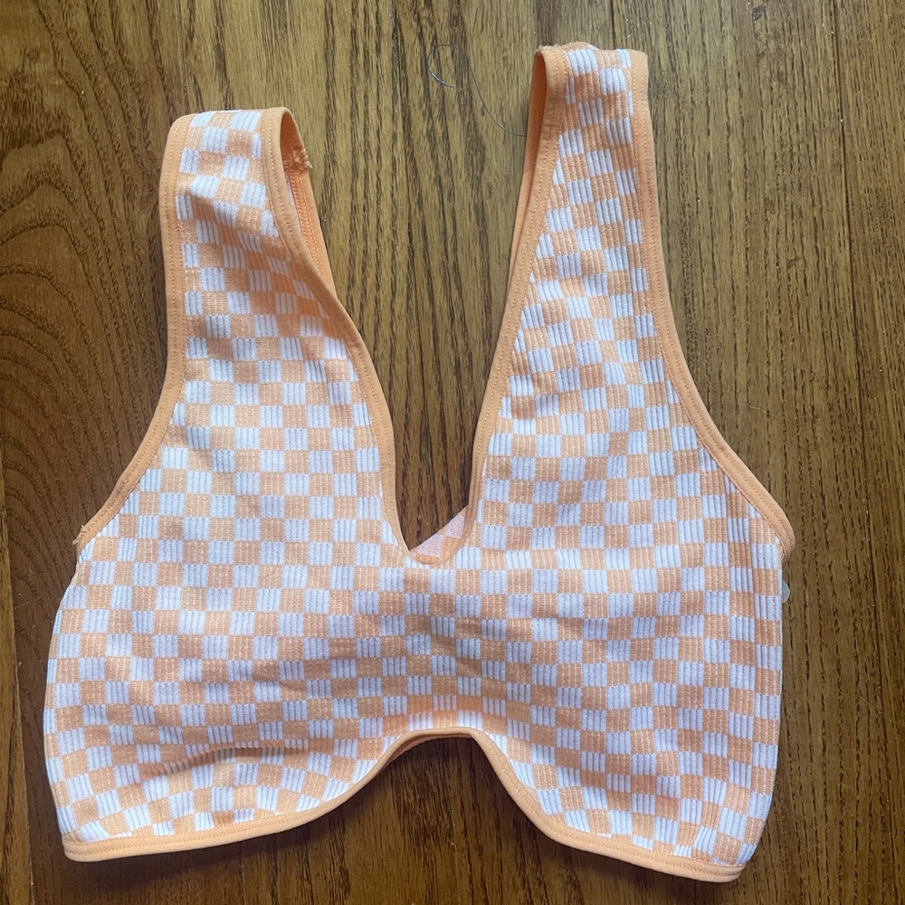 Orange and White Checkered Top